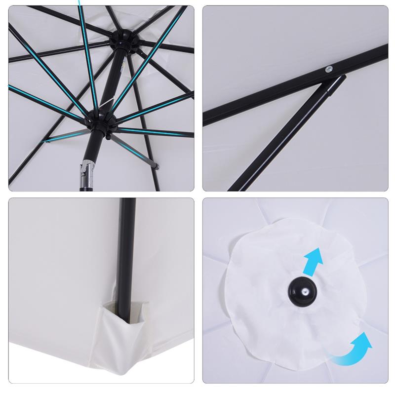 OMBRELLONE DA GIARDINO 300 CM INCLINABILE CON PALO SMONTABILE BIANCO