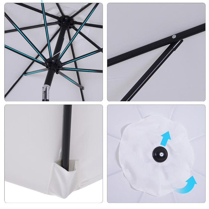 OMBRELLONE DA GIARDINO 300 CM INCLINABILE CON PALO SMONTABILE BIANCO