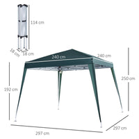 GAZEBO PIEGHEVOLE DA GIARDINO 3 X 3 M ACCIAIO E POLIESTERE VERDE