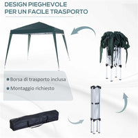 GAZEBO PIEGHEVOLE DA GIARDINO 3 X 3 M ACCIAIO E POLIESTERE VERDE