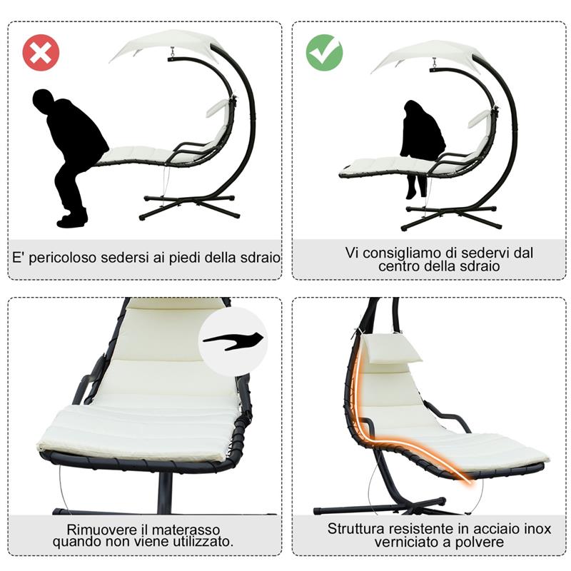 SDRAIO DA GIARDINO A DONDOLO CON TETTUCCIO CREMA