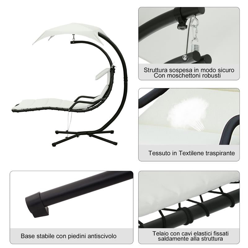 SDRAIO DA GIARDINO A DONDOLO CON TETTUCCIO CREMA