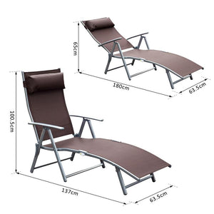 SDRAIO PRENDISOLE RELAX RECLINABILE PIEGHEVOLE CON CUSCINO GIARDINO MARRONE