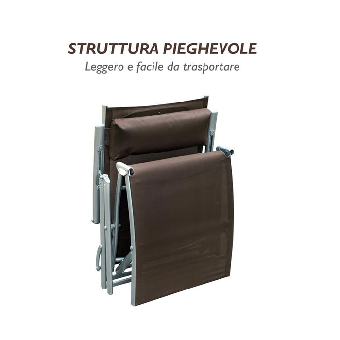 SDRAIO PRENDISOLE RELAX RECLINABILE PIEGHEVOLE CON CUSCINO GIARDINO MARRONE