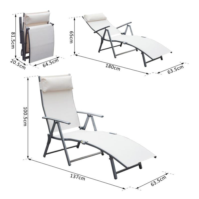 SDRAIO PRENDISOLE RELAX RECLINABILE PIEGHEVOLE CON CUSCINO BEIGE 137 X 63.5 X 100 CM