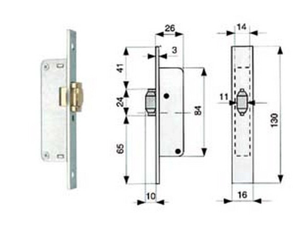 1pz serratura da infilare per montanti solo rullo 902 - mm.14 (902.14.1) cod:ferx.fer52382