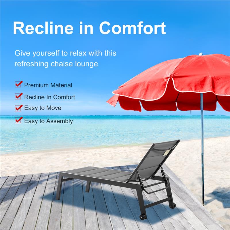 SDRAIO DA GIARDINO RECLINABILE SU 5 LIVELLI GRIGIO