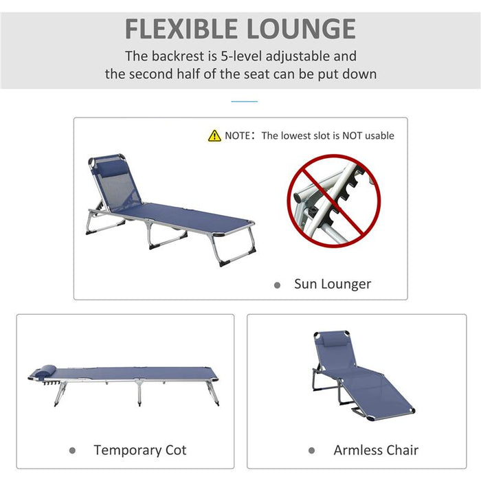 SDRAIO DA GIARDINO PIEGHEVOLE CON POGGIATESTA  CON SCHIENALE REGOLABILE BLU SCURO