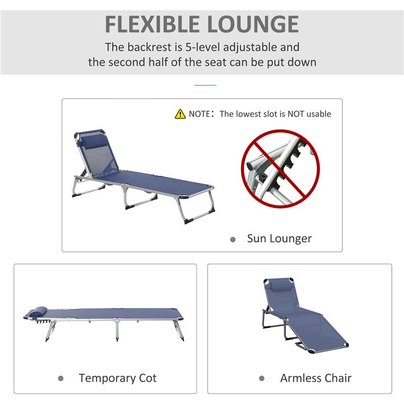 SDRAIO DA GIARDINO PIEGHEVOLE CON POGGIATESTA  CON SCHIENALE REGOLABILE BLU SCURO