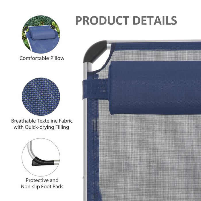 SDRAIO DA GIARDINO PIEGHEVOLE CON POGGIATESTA  CON SCHIENALE REGOLABILE BLU SCURO
