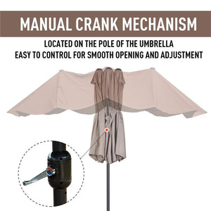 OMBRELLONE DOPPIO TETTUCCIO DA ESTERNO 460 X 270 X 240 ECRÙ