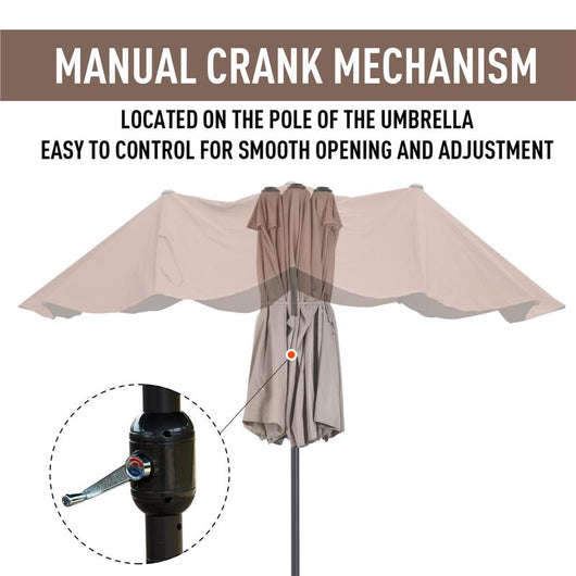 OMBRELLONE DOPPIO TETTUCCIO DA ESTERNO 460 X 270 X 240 ECRÙ