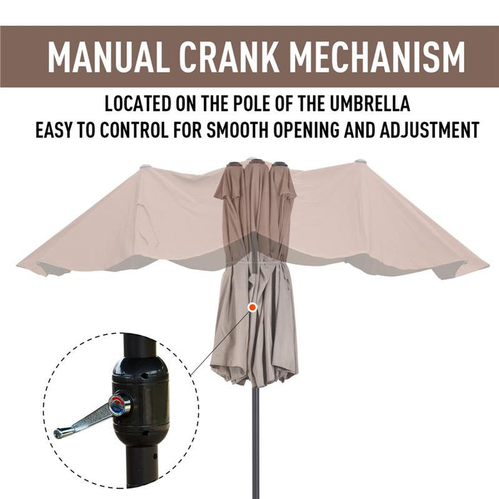 OMBRELLONE DOPPIO TETTUCCIO DA ESTERNO 460 X 270 X 240 ECRÙ