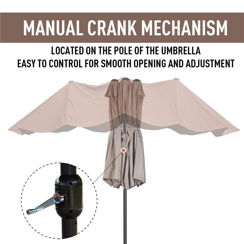 OMBRELLONE DOPPIO TETTUCCIO DA ESTERNO 460 X 270 X 240 ECRÙ