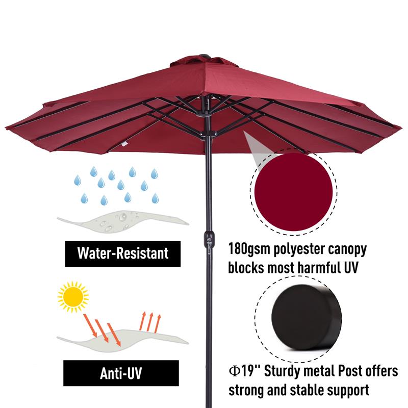 OMBRELLONE DOPPIO TETTUCCIO DA ESTERNO 460 X 270 X 240 ROSSO VINO