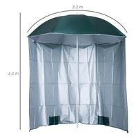 OMBRELLONE DA SPIAGGIA E DA GIARDINO 220CM CON TENDA PARASOLE, POLIESTERE E METALLO, VERDE SCURO E BIANCO