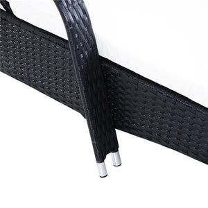 SET 2 SDRAIO LETTINO PRENDISOLE IN RATTAN CON MATERASSINO IMBOTTITO E TAVOLINO NERO