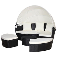 SET COMPONIBILE DIVANO CIRCOLARE DA ESTERNO IN PE RATTAN NERO E BEIGE