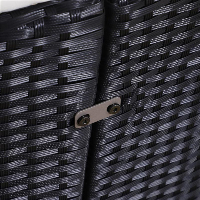 SET COMPONIBILE DIVANO CIRCOLARE DA ESTERNO IN PE RATTAN NERO E BEIGE