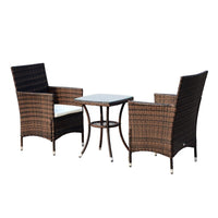 SET POLTRONCINE DA GIARDINO IN RATTAN CON TAVOLINO MARRONE