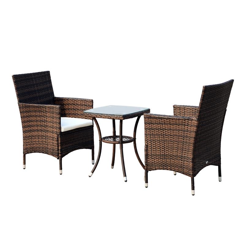 SET POLTRONCINE DA GIARDINO IN RATTAN CON TAVOLINO MARRONE