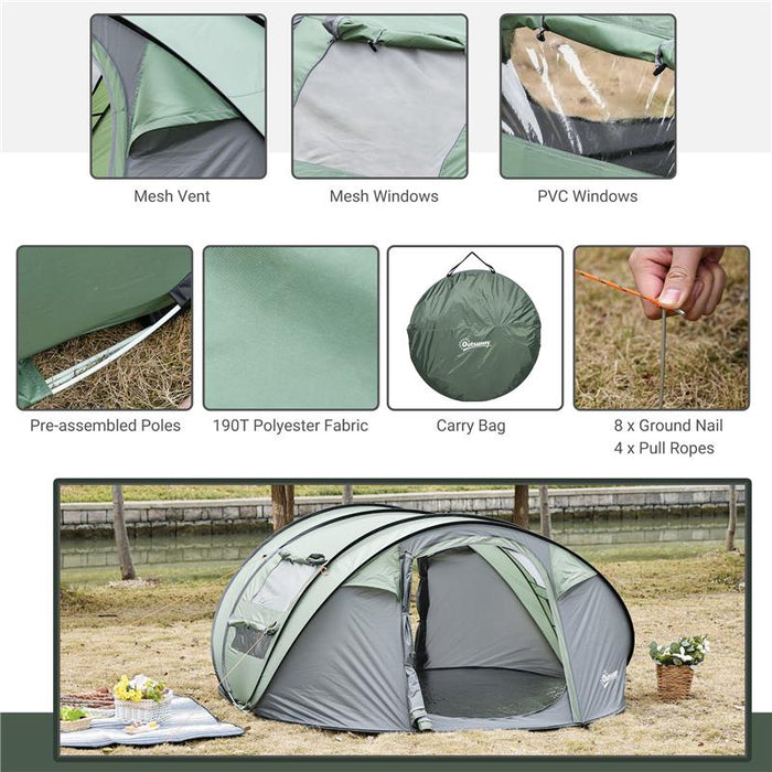 TENDA DA CAMPEGGIO POP UP 4-5 POSTI 264 X 220 X 123 CM GRIGIO E VERDE