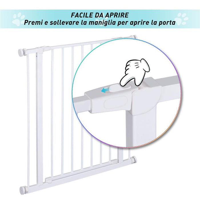 CANCELLETTO DI SICUREZZA PER BAMBINI E ANIMALI DOMESTICI BIANCO 76 X 72-82 CM