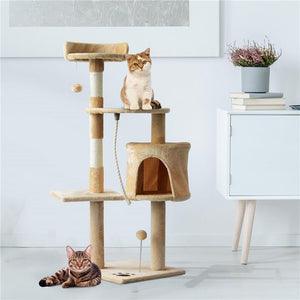 ALBERO PER GATTI A 4 LIVELLI CON GIOCATTOLI, BEIGE 40X40X114CM