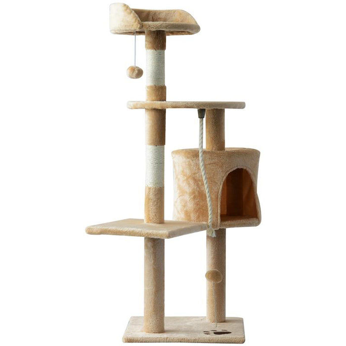 ALBERO PER GATTI A 4 LIVELLI CON GIOCATTOLI, BEIGE 40X40X114CM