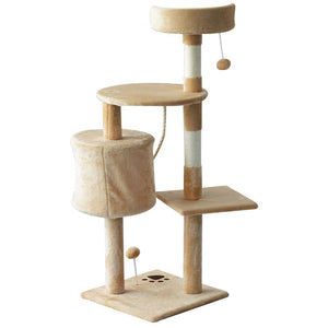 ALBERO PER GATTI A 4 LIVELLI CON GIOCATTOLI, BEIGE 40X40X114CM