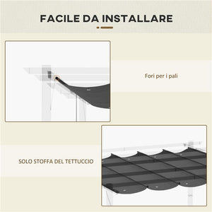 TETTUCCIO DI RICAMBIO PER GAZEBO DA GIARDINO 3X3 M CON 10 FORI, COPERTURA IN POLIESTERE, GRIGIO