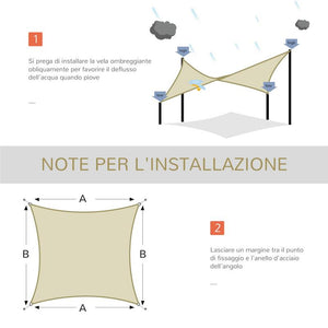 VELA DA GIARDINO RETTANGOLARE 300 X 400 CM IN COLORE CREMA