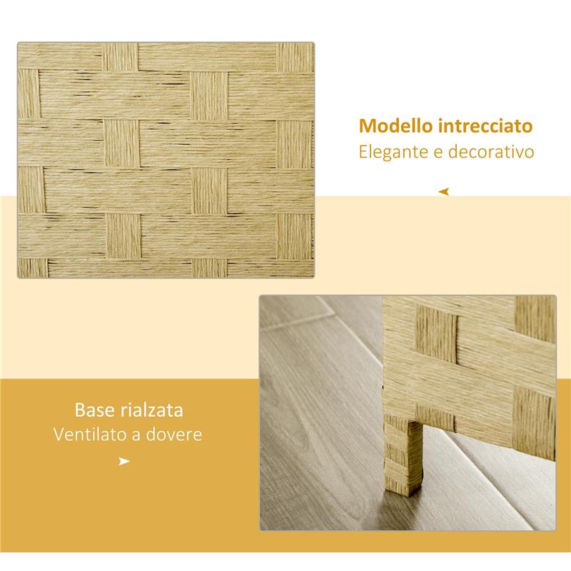 PARAVENTO PIEGHEVOLE  DA INTERNO A 4 ANTE IN LEGNO E BAMBÙ H 170 CM MARRONE