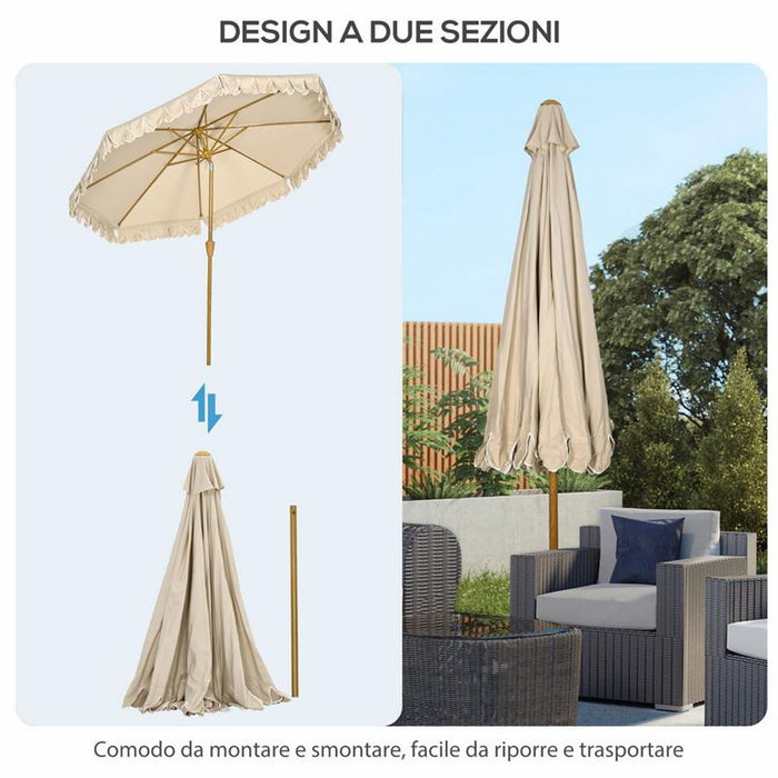 OMBRELLONE DA GIARDINO INCLINABILE CON APERTURA A MANOVELLA 265 X 235.5 CM CACHI