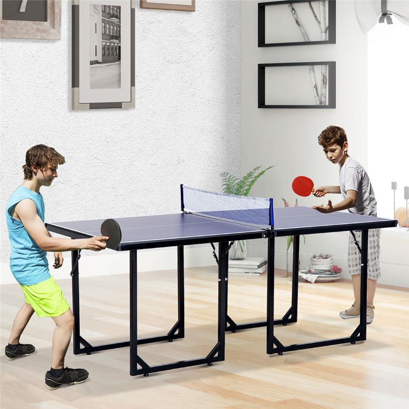 TAVOLO DA PING PONG PIEGHEVOLE  CON RETE DA GIOCO IN ACCIAIO E MDF 182X91X76CM