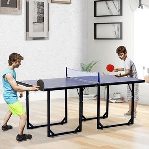 TAVOLO DA PING PONG PIEGHEVOLE  CON RETE DA GIOCO IN ACCIAIO E MDF 182X91X76CM