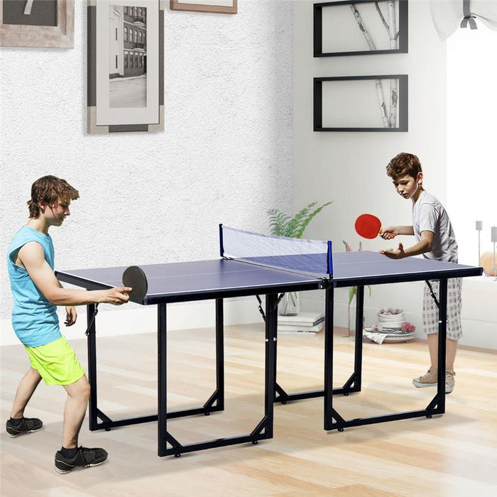TAVOLO DA PING PONG PIEGHEVOLE  CON RETE DA GIOCO IN ACCIAIO E MDF 182X91X76CM