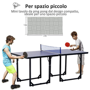 TAVOLO DA PING PONG PIEGHEVOLE  CON RETE DA GIOCO IN ACCIAIO E MDF 182X91X76CM