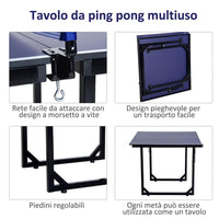 TAVOLO DA PING PONG PIEGHEVOLE  CON RETE DA GIOCO IN ACCIAIO E MDF 182X91X76CM
