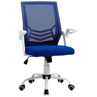 SEDIA DA UFFICIO GIREVOLE 62,5 X 55 X 94-104 CM TESSUTO BLU E STRUTTURA BIANCA