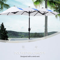 OMBRELLONE DA GIARDINO DOPPIO APERTURA A MANOVELLA 285 X 147 X 227 CM BIANCO