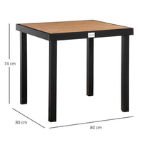 TAVOLO DA GIARDINO PER 4 PERSONE IN ALLUMINIO E PLASTICA 80X80X74 CM NERO