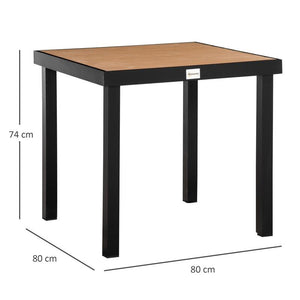TAVOLO DA GIARDINO PER 4 PERSONE IN ALLUMINIO E PLASTICA 80X80X74 CM NERO