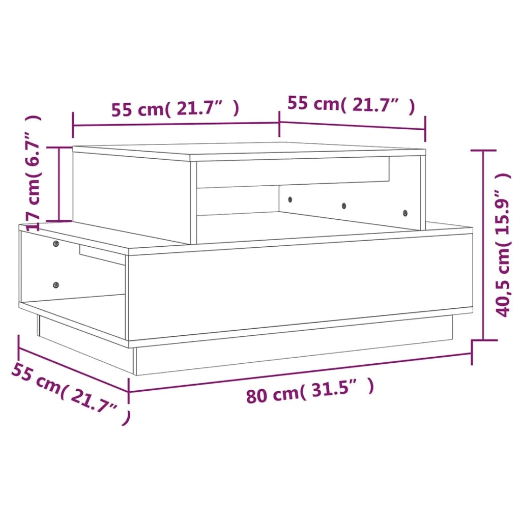 Tavolino da Salotto-Tavolino da soggiorno-Tavolo Bianco 80x55x40,5 cm Legno Massello di Pino