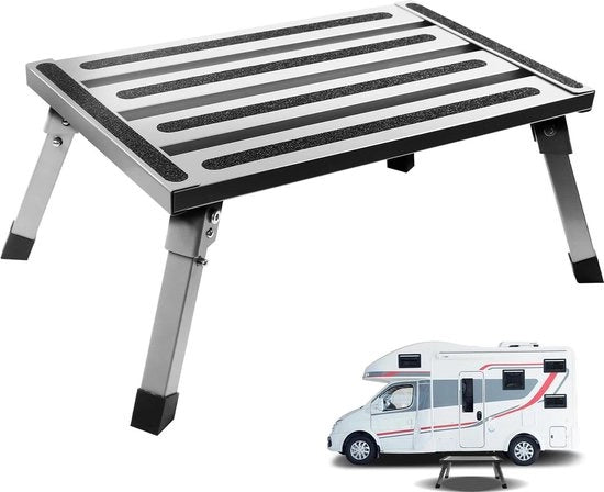Scaletta in alluminio pieghevole con piastra di gomma antiscivolo - ideale per caravane, SUV, camping, cucina, bagno