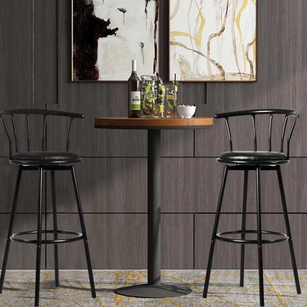 Set di 2 sedie da bar con poggiapiedi Sgabello alto ergonomico, 102x39x39cm Nero-Sgabelli da bar