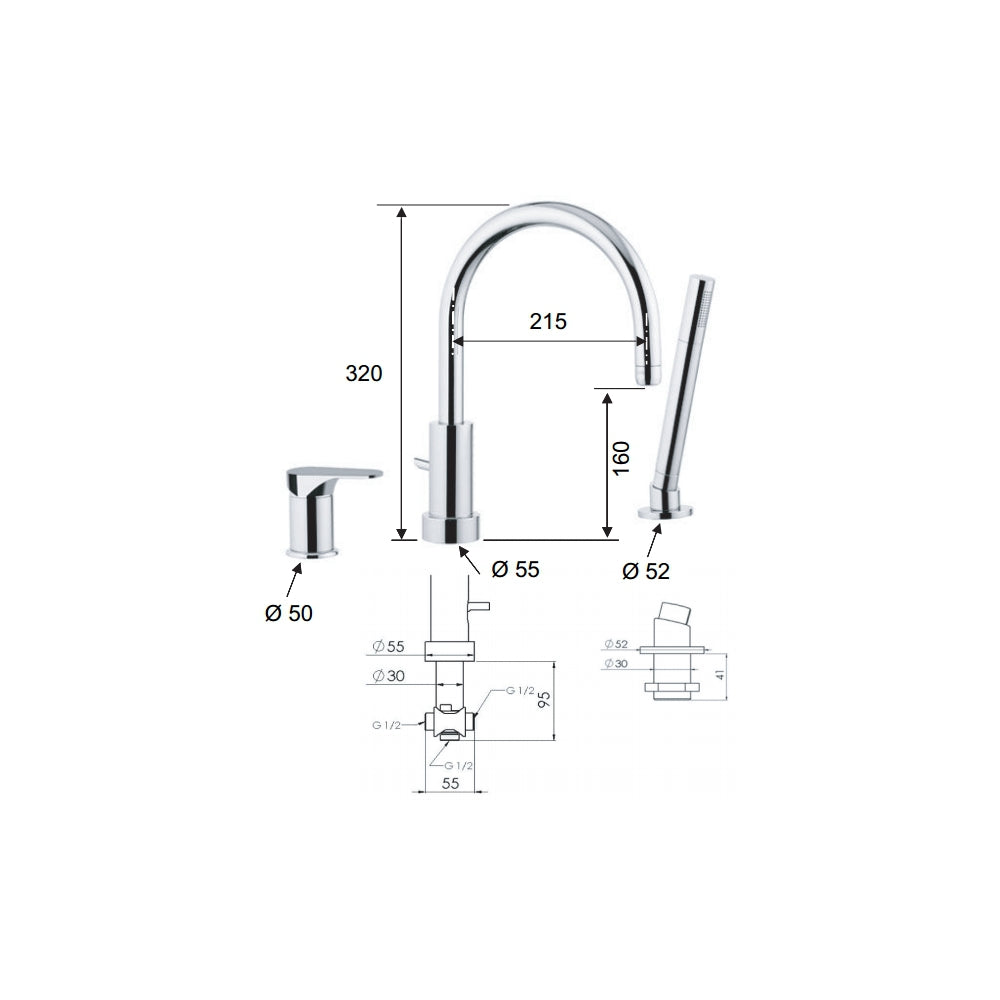 Rubinetto bordo vasca - serie class line