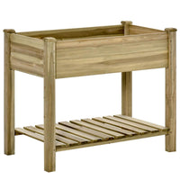 FIORIERA RIALZATA IN LEGNO CON GAMBE E RIPIANO INFERIORE PER GIARDINO E BALCONE 91X51X76CM