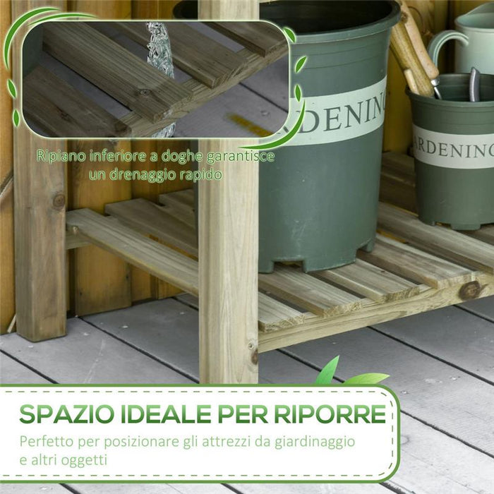FIORIERA RIALZATA IN LEGNO CON GAMBE E RIPIANO INFERIORE PER GIARDINO E BALCONE 91X51X76CM