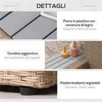 SET DA GIARDINO 4 PEZZI IN RATTAN, DIVANO ANGOLARE CON CUSCINI E TAVOLINI, NERO E MARRONE CHIARO